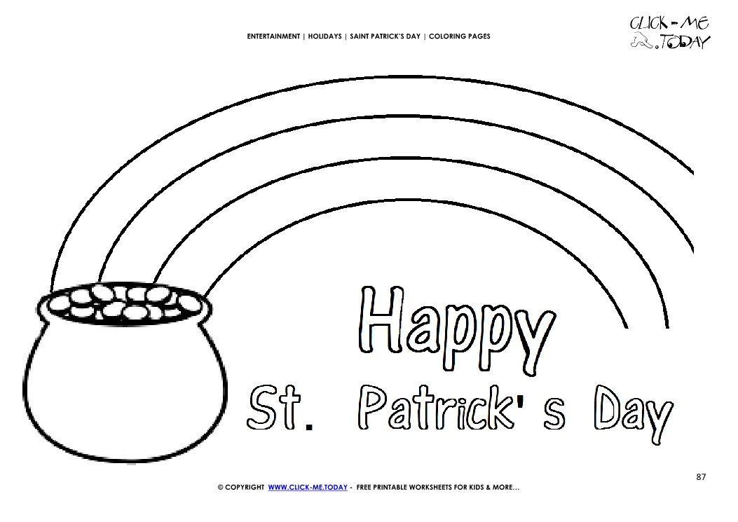 St patricks day coloring page pot of gold