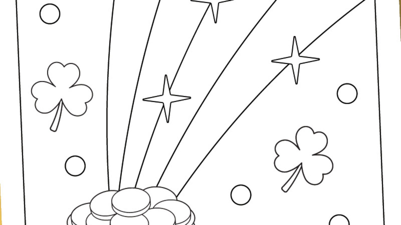 Printable pot of gold coloring page