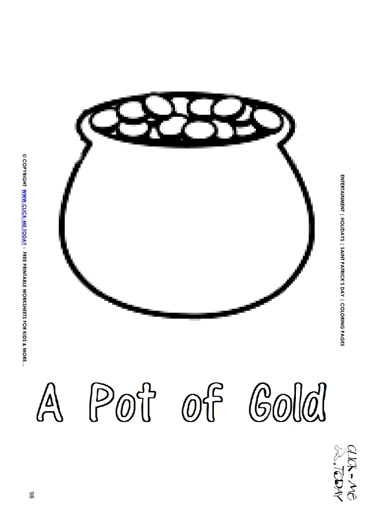 St patricks day coloring page big pot of gold