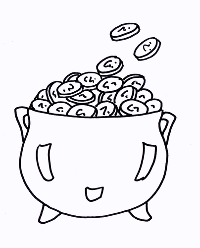 A pot of gold colouring sheet