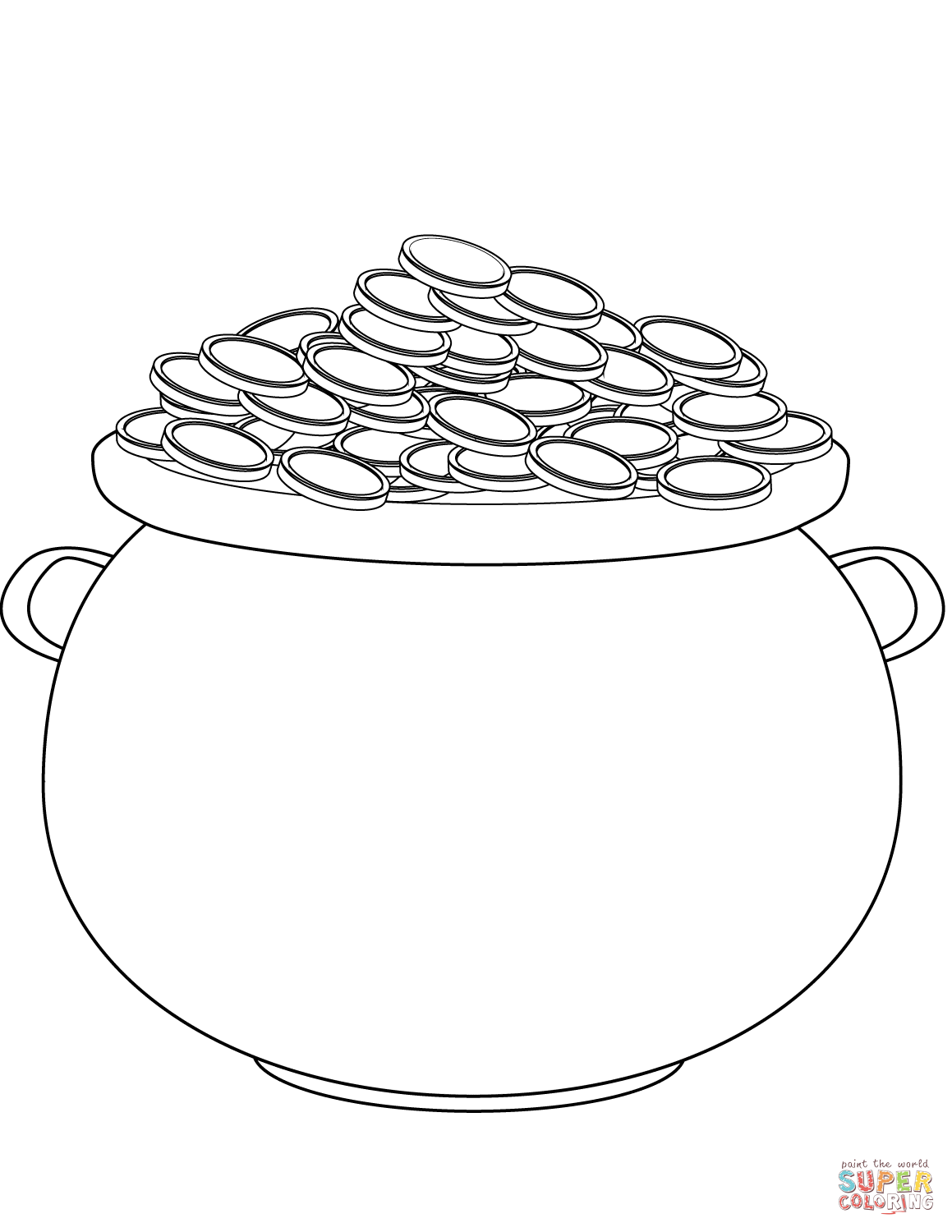 Saint patricks day pot of gold coloring page free printable coloring pages