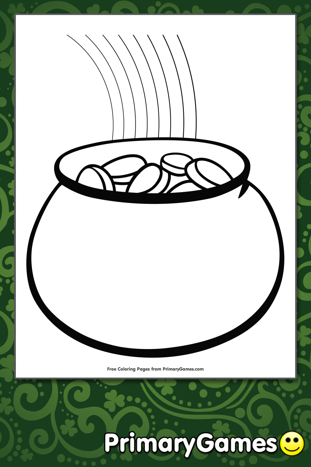 Pot of gold at the end of the rainbow coloring page â free printable pdf from