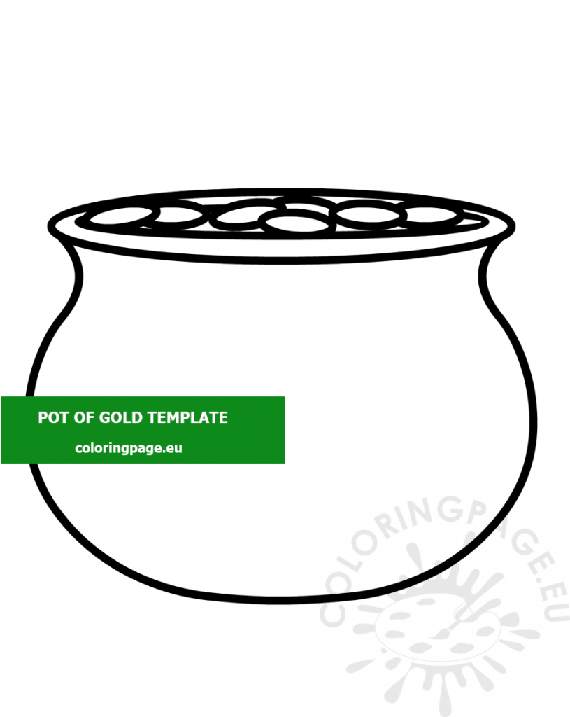 Free printable pot of gold template coloring page