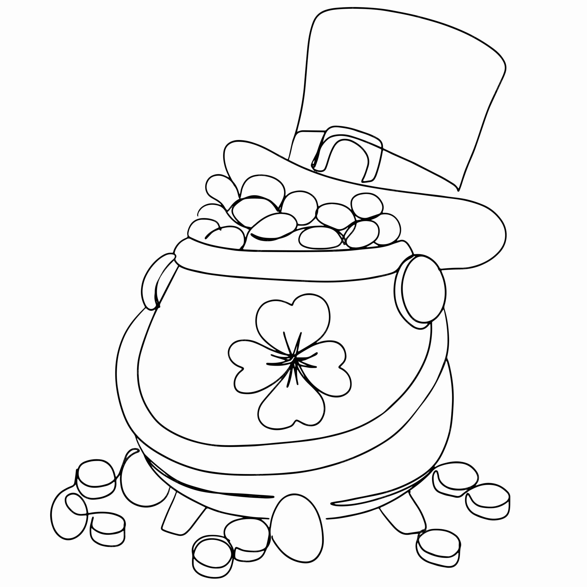 Premium vector pot of gold line art st patricks day outline drawing lucky charm sketch irish holiday