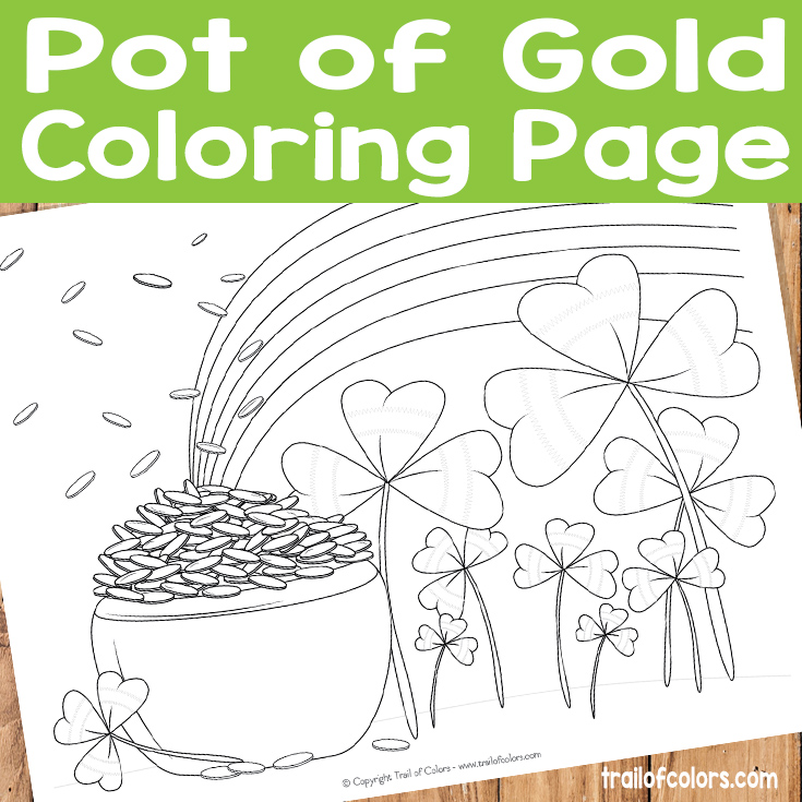 Free pot of gold coloring page for kids