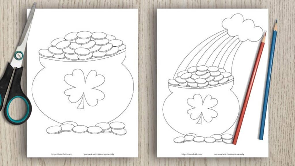 Free printable pot of gold templates for st patricks day crafts