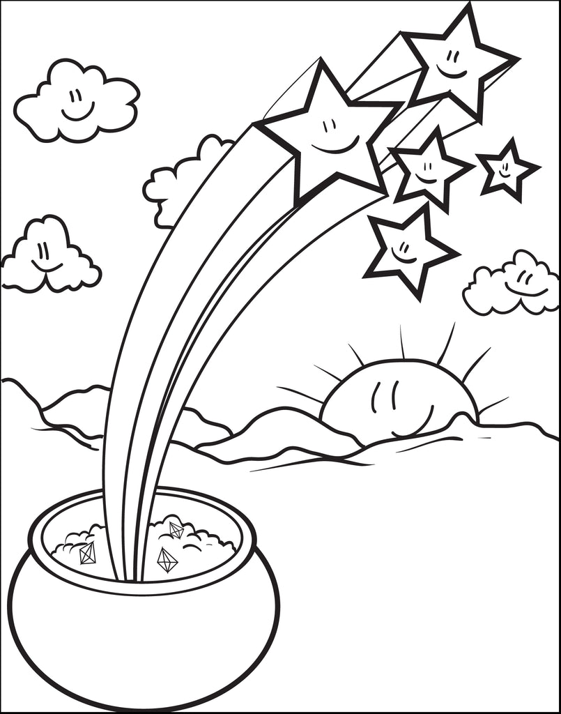 Printable pot of gold coloring page for kids â