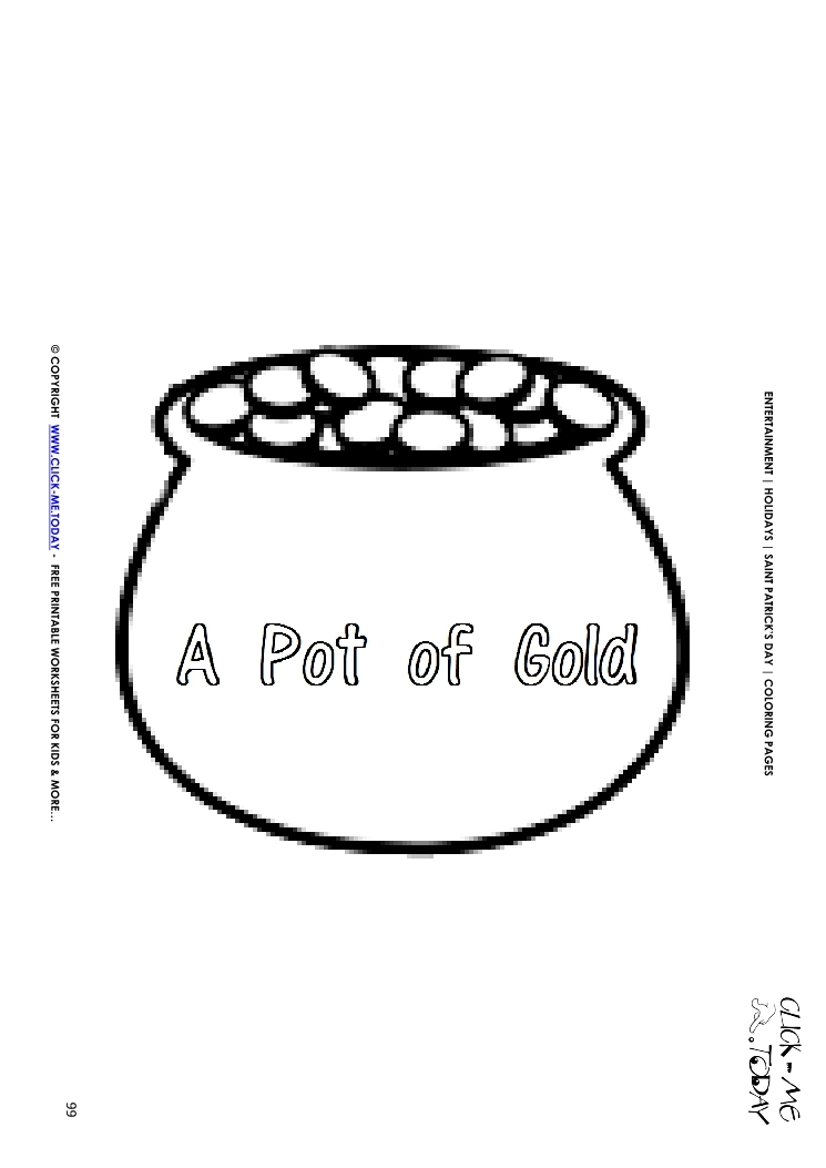 St patricks day coloring page pot of gold