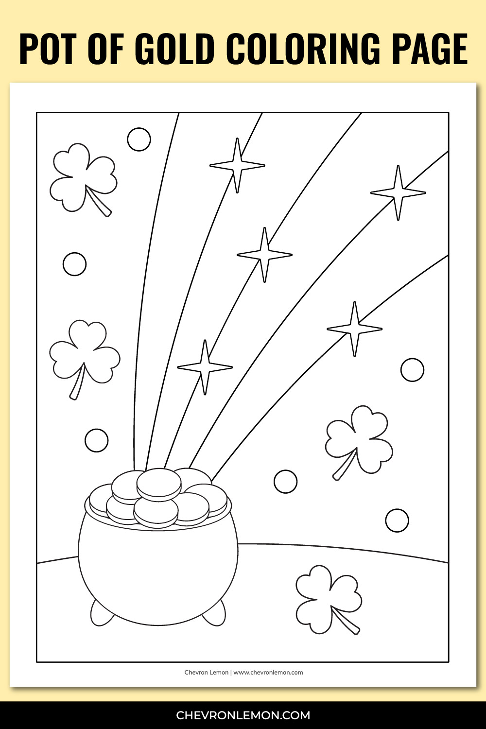 Printable pot of gold coloring page