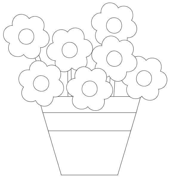 Very simple flower pot coloring page