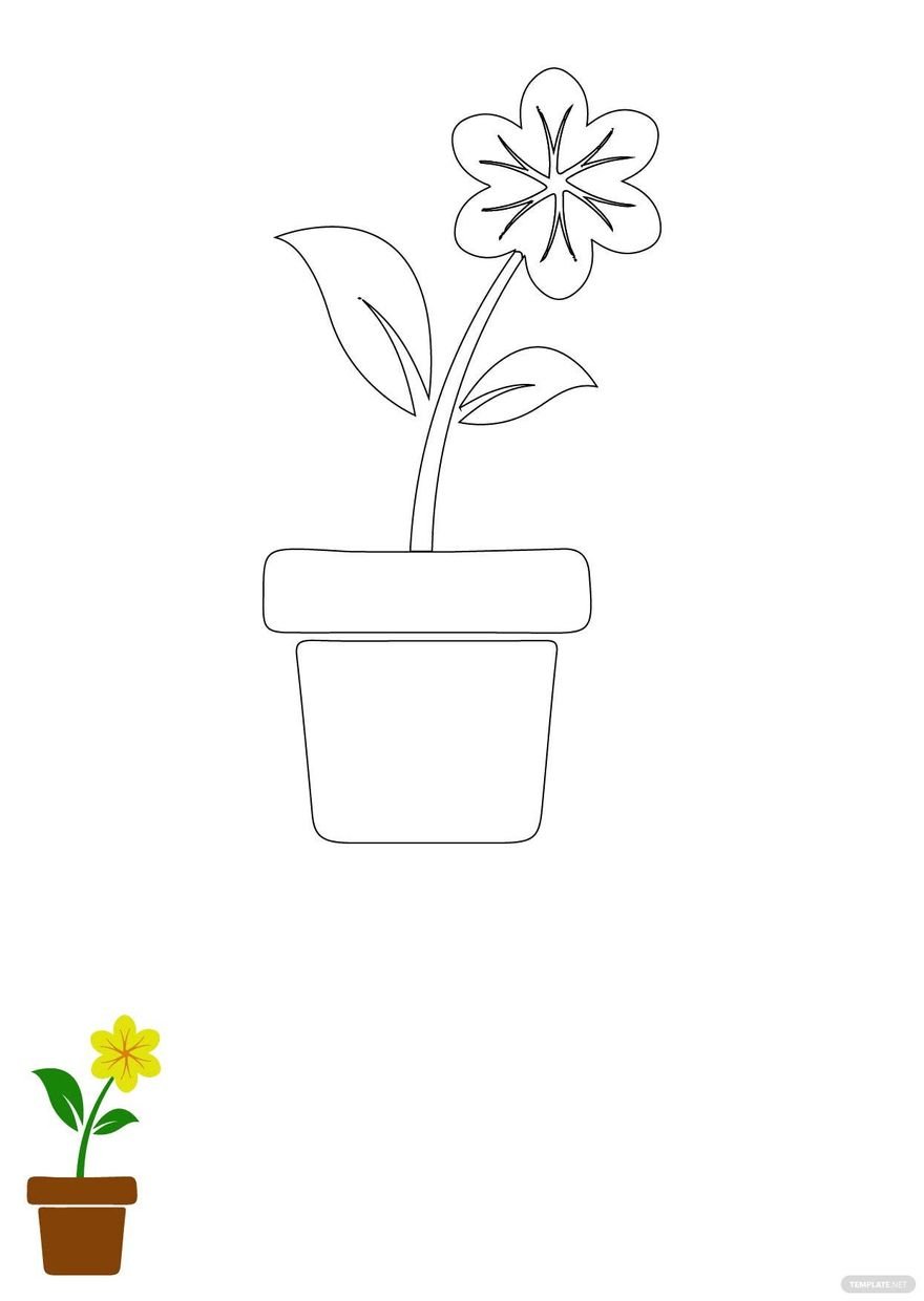 Free flower pot coloring page