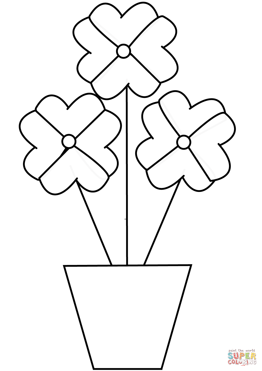 Flowers in a pot coloring page free printable coloring pages