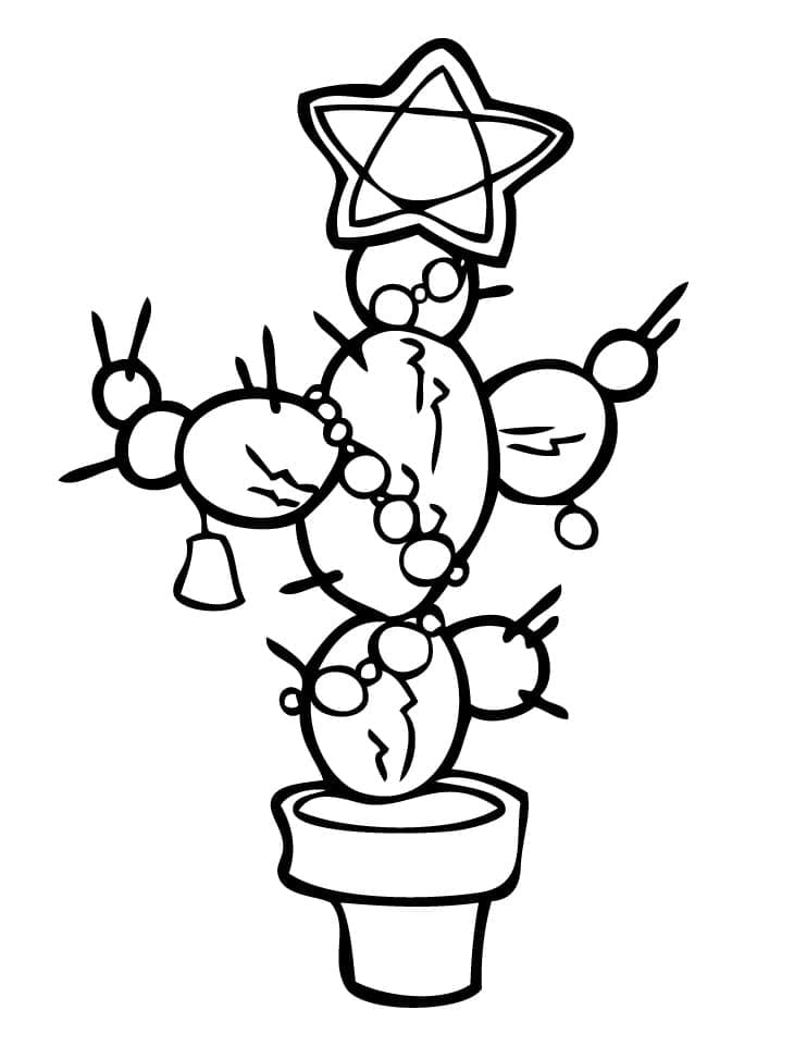 Cactus in flower pot coloring page