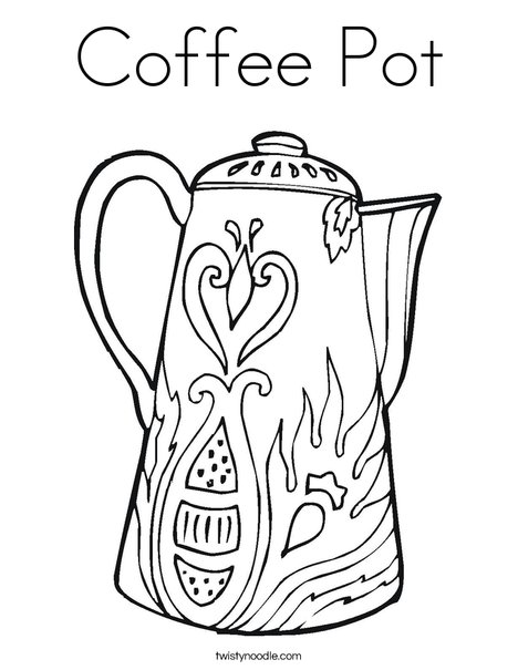 Coffee pot coloring page