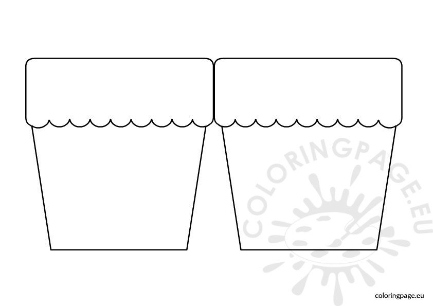 Flower pot card template coloring page