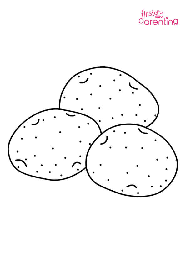 Three potatoes coloring page for kids