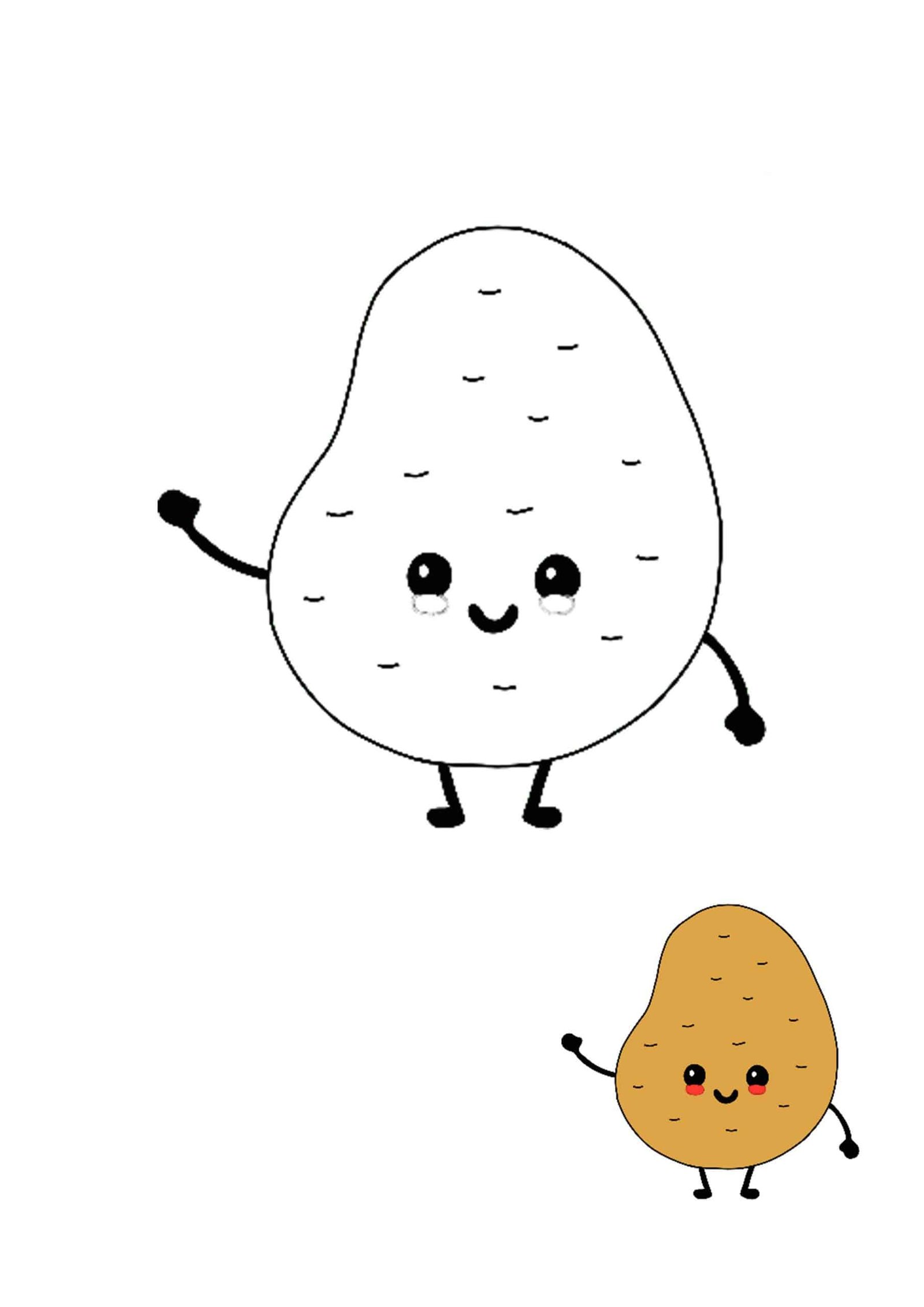 Kawaii potato coloring pages