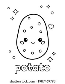 Hakuun cute cartoon potato coloring page preschool liittyvã vektorikuva rojaltivapaa