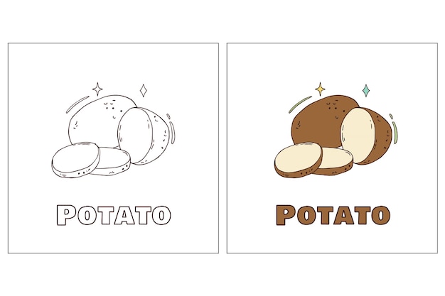 Premium vector potato hand drawn coloring page