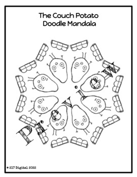 The couch potato doodle coloring sheet by digital tpt