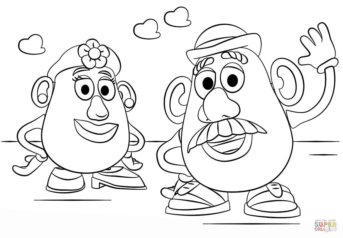 Mr and mrs potato head super coloring toy story coloring pages disney coloring sheets cartoon coloring pages