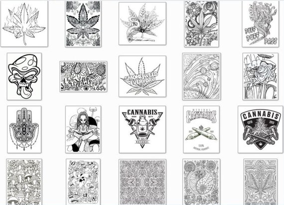 Stoner pot heads coloring book for adults higher and better than ever trippy marijuana themed coloring pages to color digital download