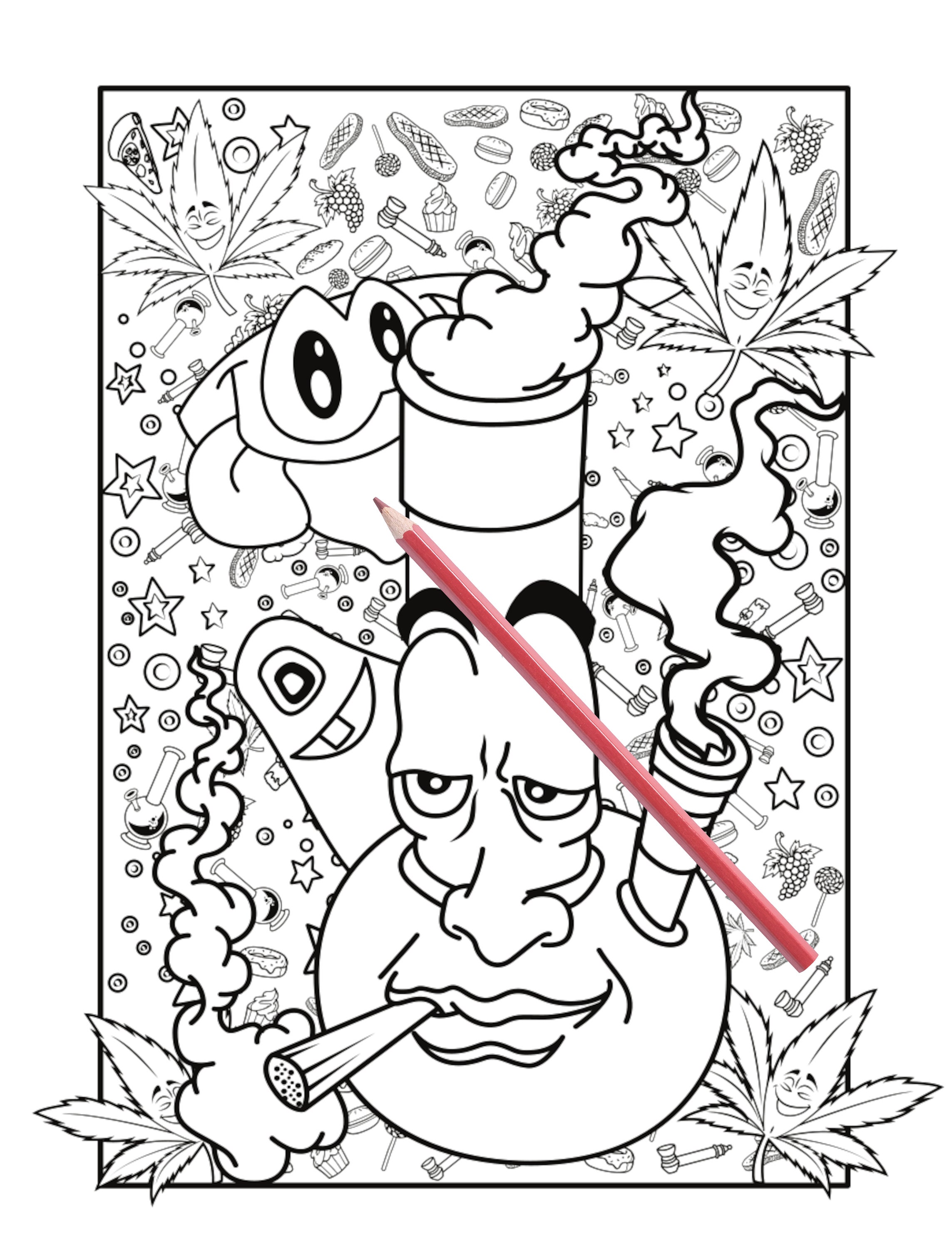 Stoner coloring book pothead gift coloring pages for adults magic mushrooms psychedelic coloring book