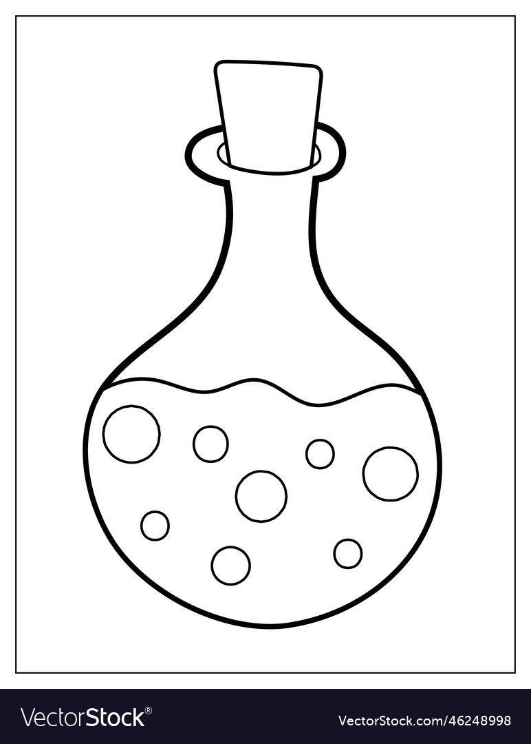 Bottle with potion coloring page black and white vector image