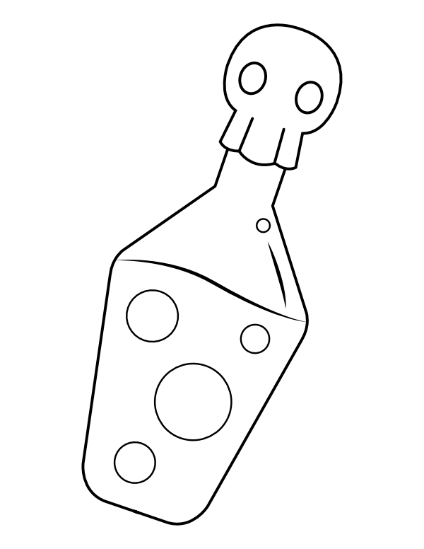 Printable potion bottle with skull stopper coloring page