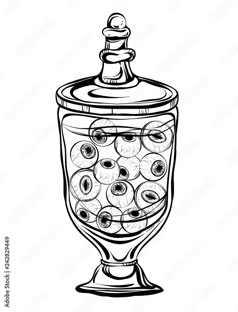 Halloween glass bottles potion vector handmade coloring book page design for kids and adults vector