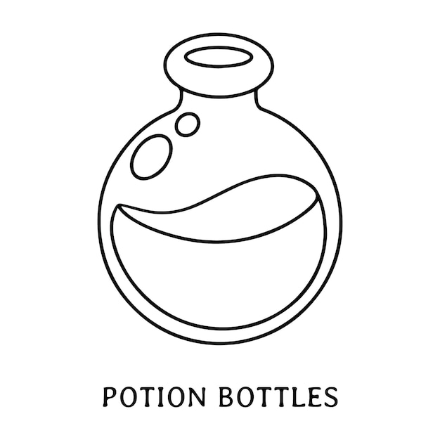 Premium vector potion bottles coloring page