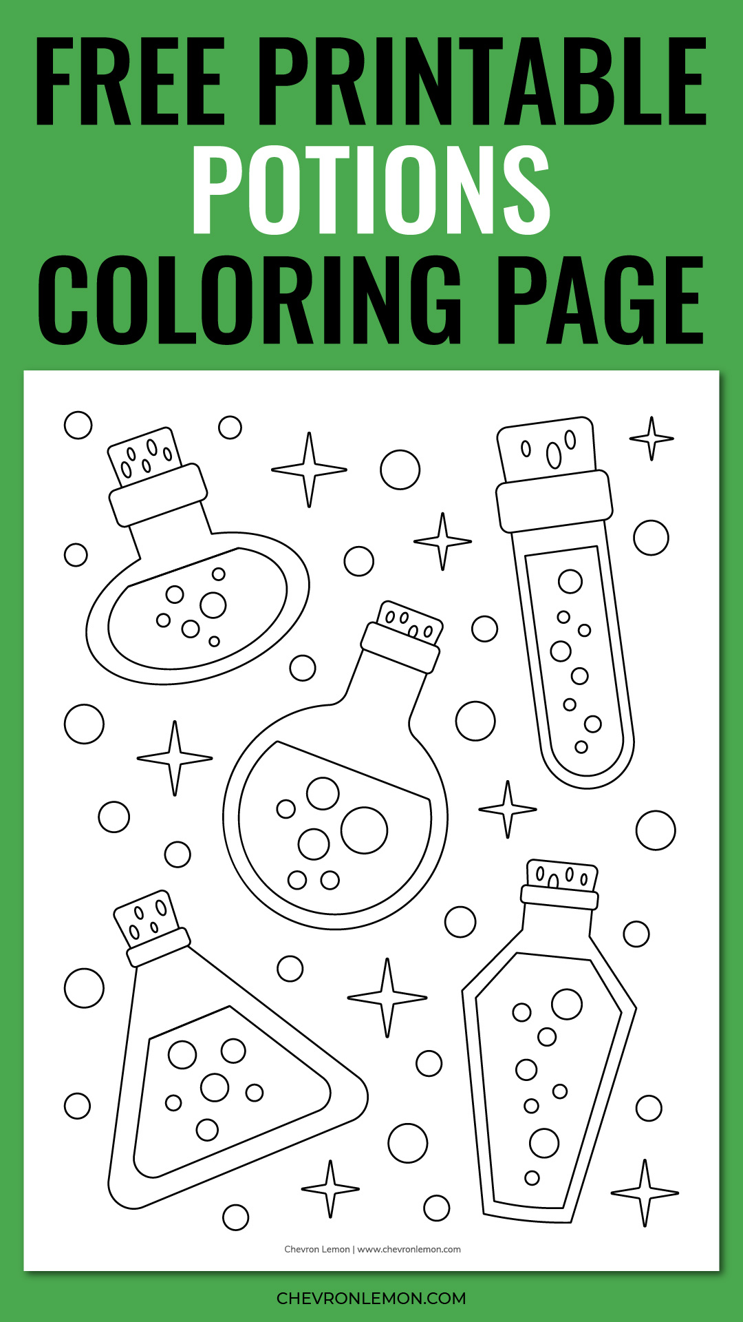 Printable potions coloring page