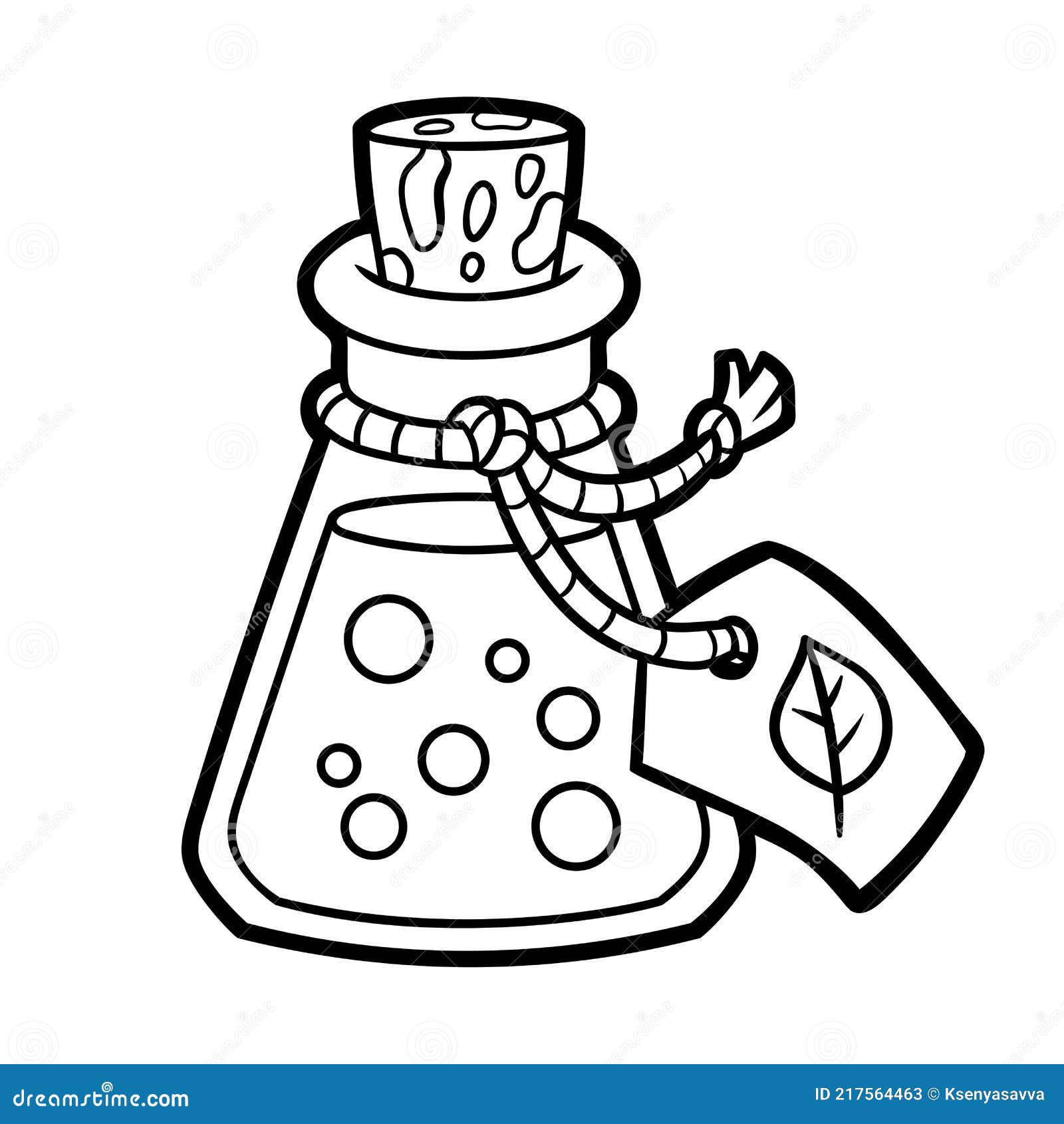 Coloring book for kids elixir bottle with a magic potion stock vector