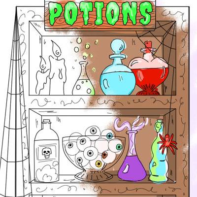 Magic potions coloring page c