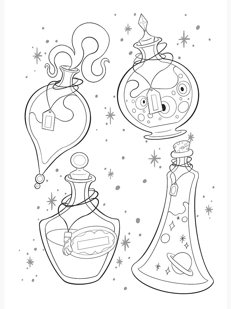 Potion bottles art board print for sale by halfsun