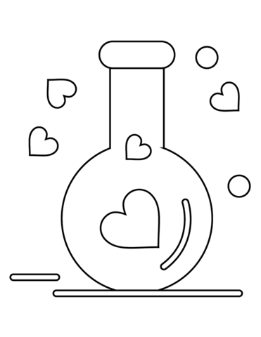 Valentines day love potion flask coloring page free printable coloring pages