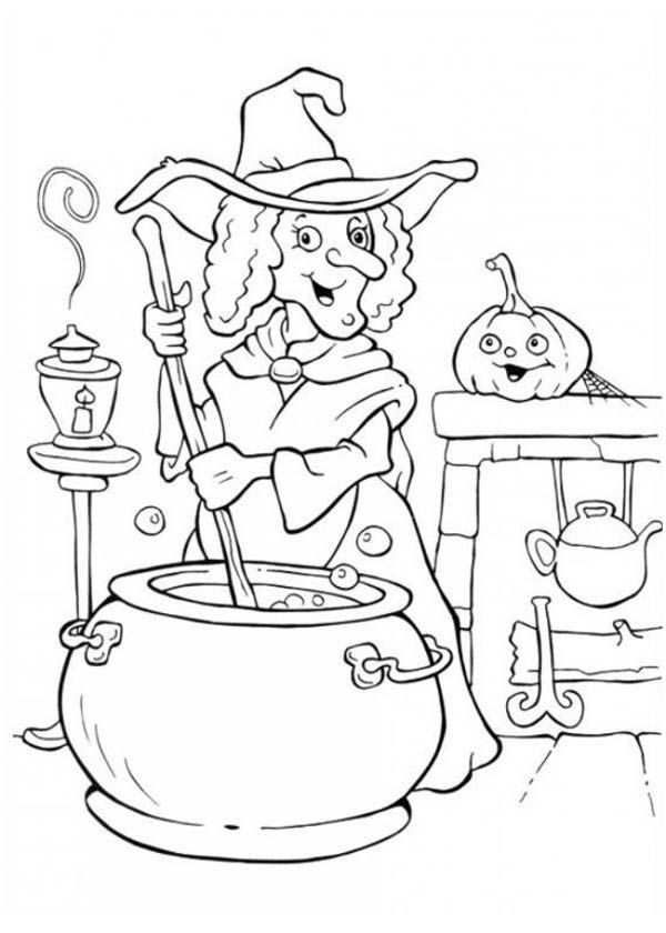 A witch making potion on halloween day coloring page witch coloring pages halloween coloring pages halloween coloring