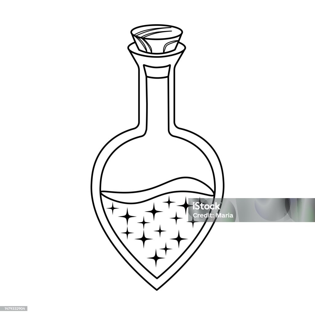 Potion bottle coloring page stock illustration