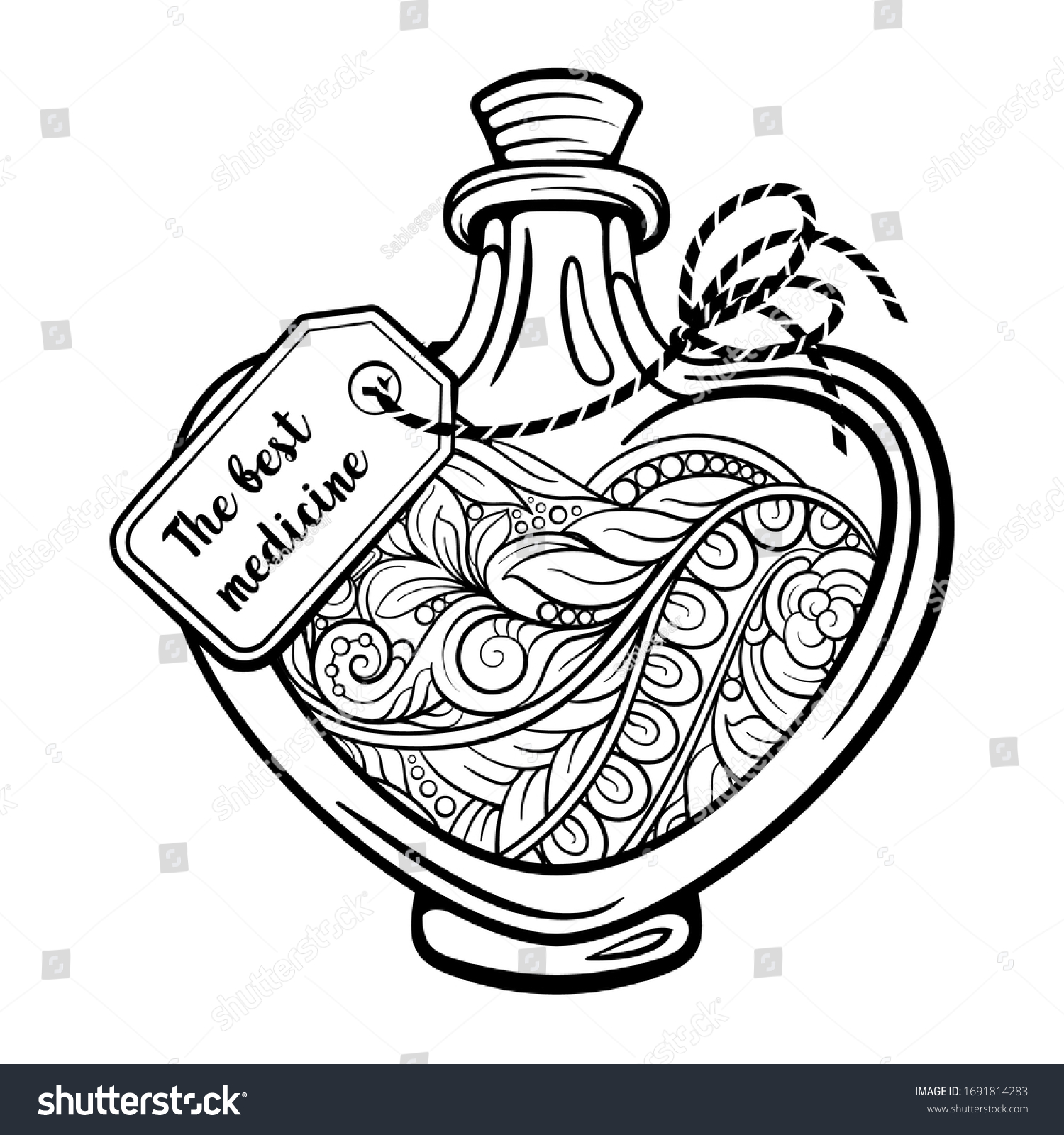 Bottle magic healing potion black white stock vector royalty free