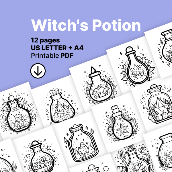 Witchs potion fantastical brews coloring book printable