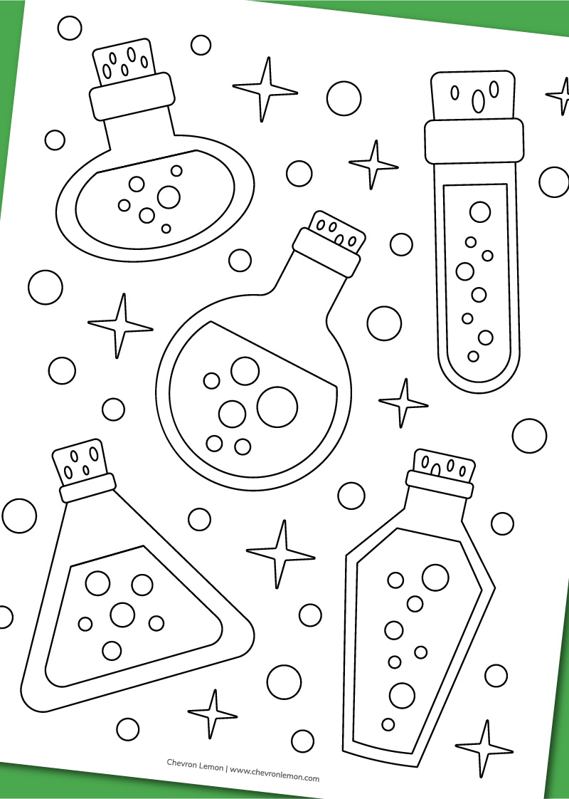 Printable potions coloring page