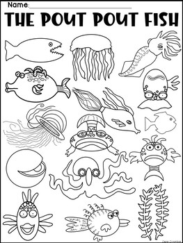 The pout pout fish picture book writing sequencing coloring activity