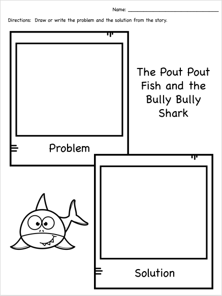 The pout pout fish and the bully bully shark book panion made by teachers