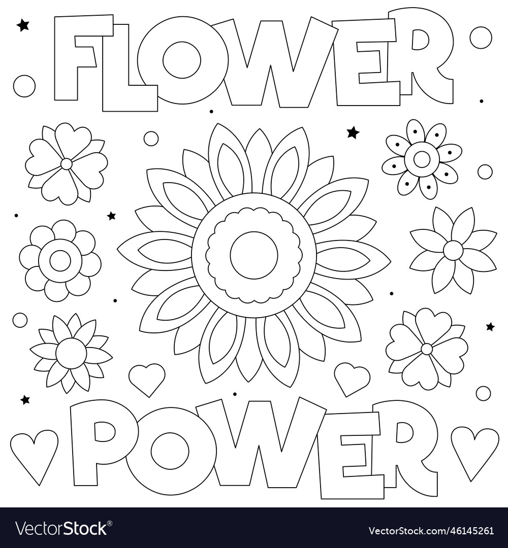 Flower power coloring page royalty free vector image