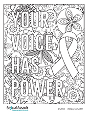 Your voice has power coloring page national sexual violence resource center