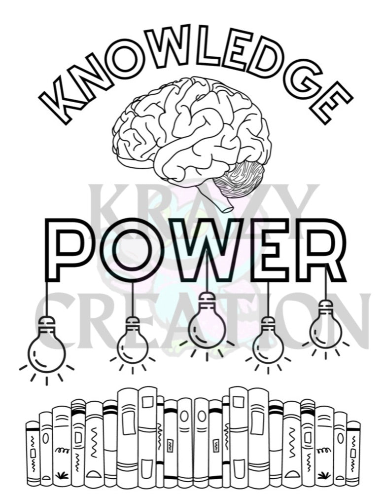 Knowledge power coloring page shipped to you â