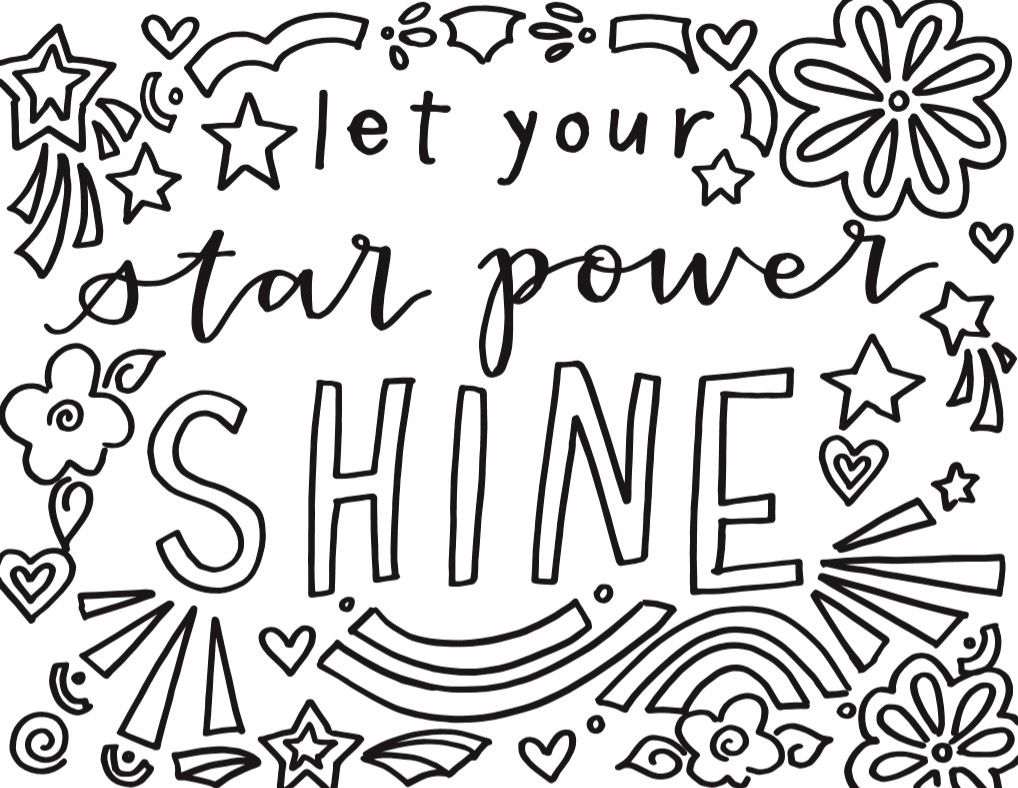 Coloring sheet let your star power shine blog girls on the run