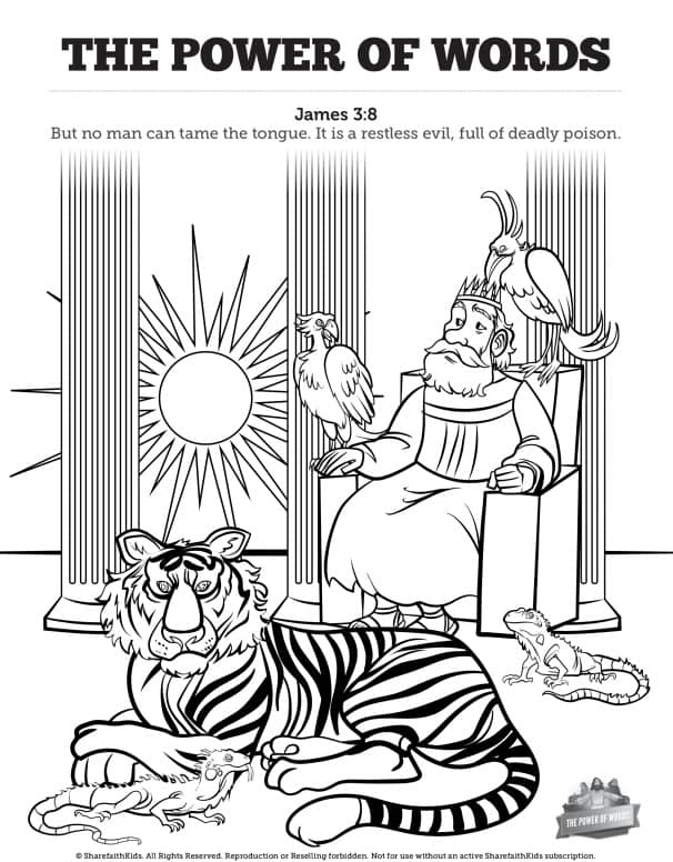 James the power of words sunday school coloring pages â