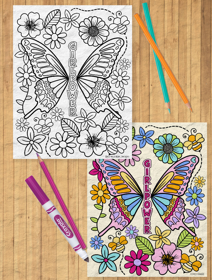 Girl power coloring sheet â