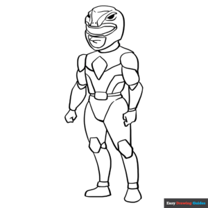 Red ranger from power rangers coloring page easy drawing guides